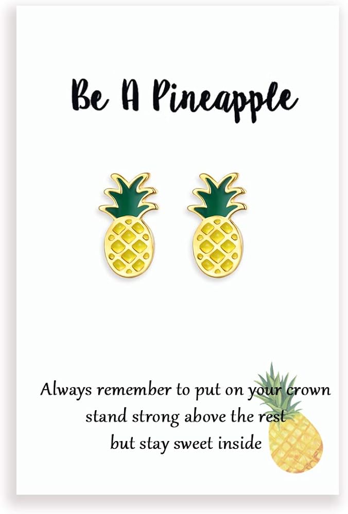 Tarsus Pineapple Earrings for Women, Hypoallergenic Stud Earring Jewelry Gifts for Girls Teen Friends