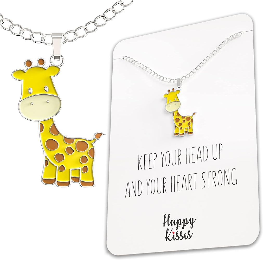 Cute Giraffe Necklace Kids Charm with Inspirational Card Gifts for Girls and Teens