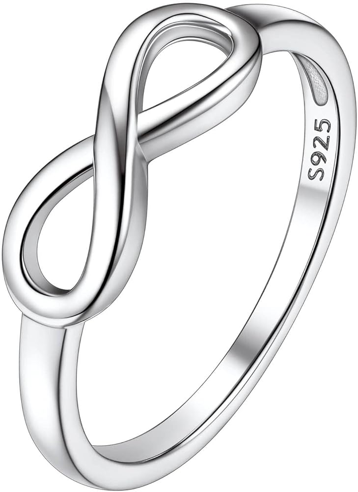 Suplight 925 Sterling Silver High Polish Infinity Knot Rings, Engagement Wedding Band Cubic Zirconia Infinity Band Rings for Women (with Gift Box)