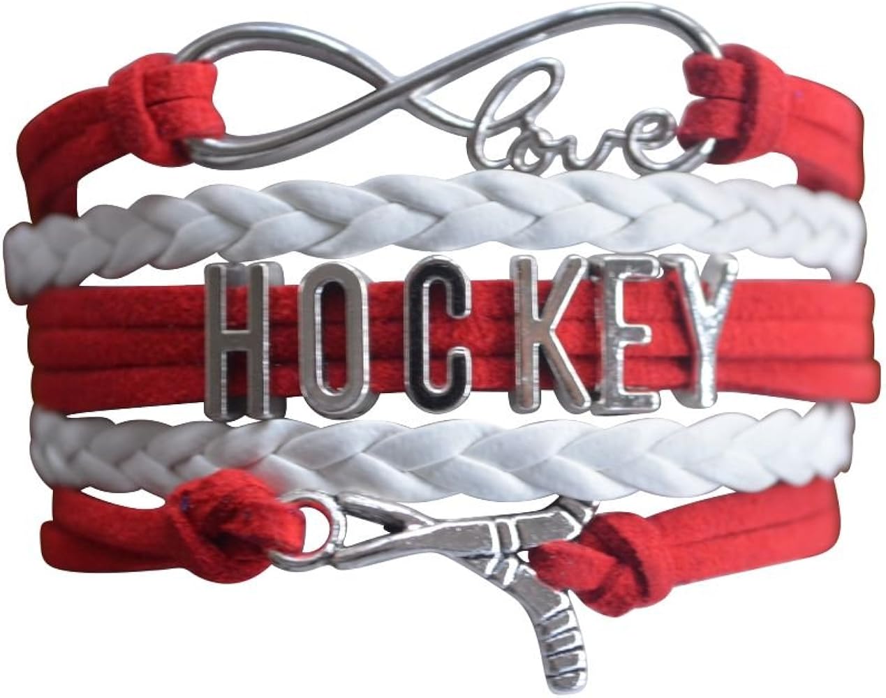 Hockey Charm Bracelet, Ice Hockey Jewelry- Infinity Love Hockey Bracelet- Gift for Her