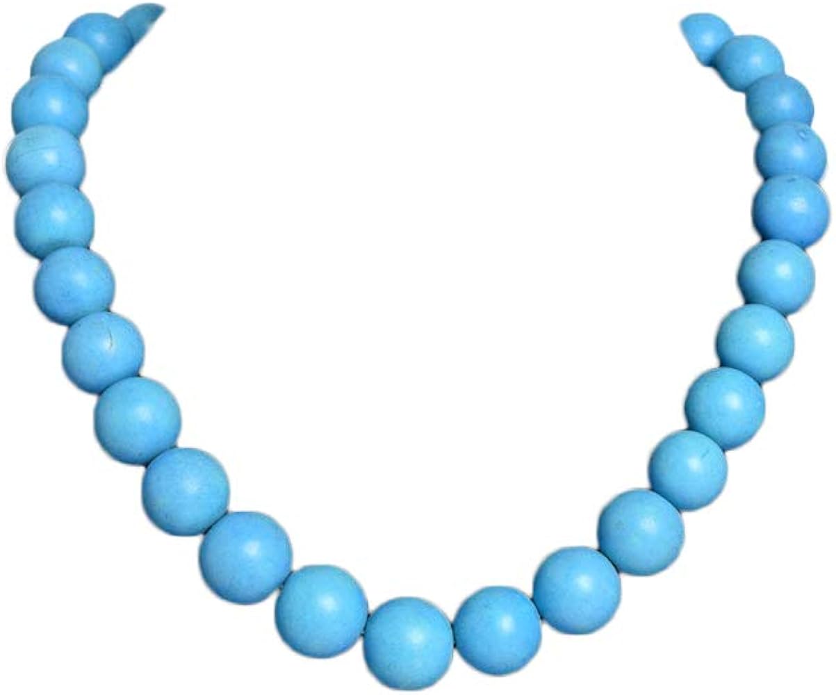 Natural Blue Turquoise Strand 435.00 Ct Round Smooth Beads Strand Necklace Blue Turquoise Jewelry Gift