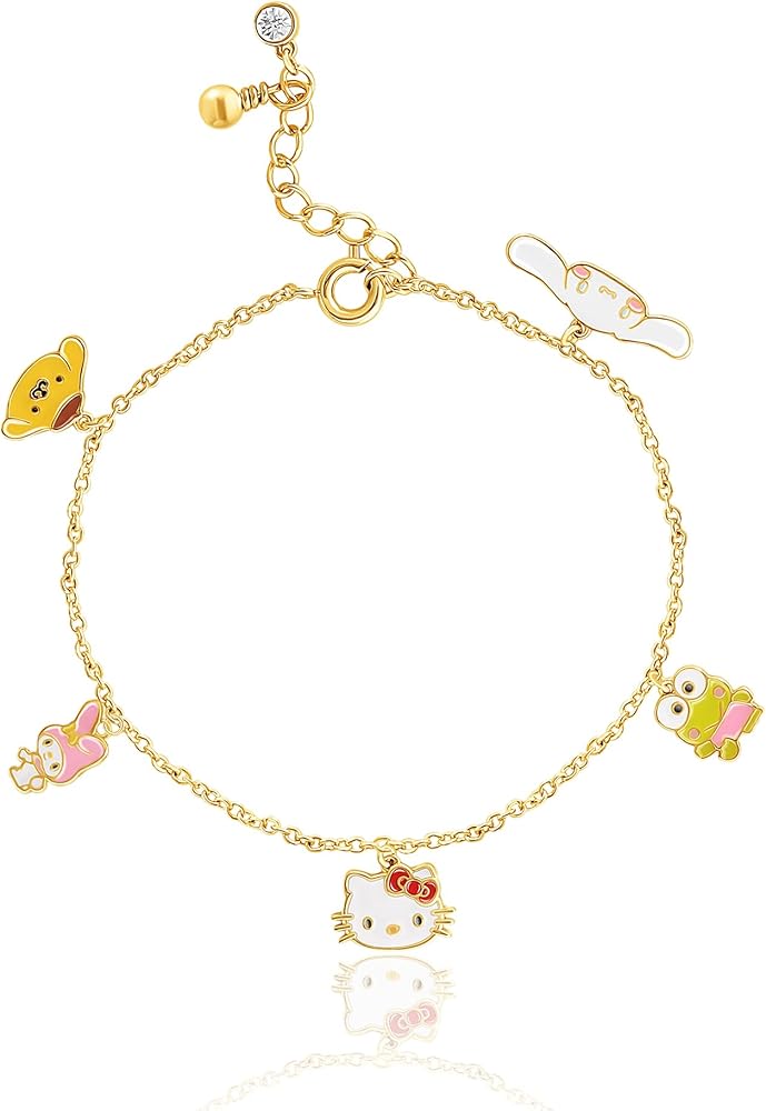 Hello Kitty Sanrio and Friends Charm Bracelets 6.5" + 1" - Plated Bracelet Official License Jewelry