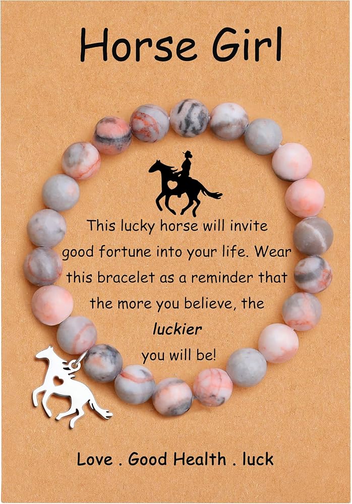 Baydurcan Horse Gifts for Teens, Horse Bracelets Birthday Gifts for Women Teens Nature Stone Bracelet