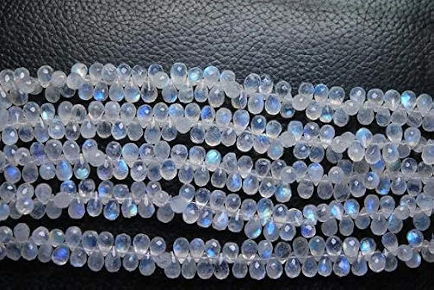 8 Inches, Blue Fire Rainbow Moonstone Faceted Tear Drops, Size 7-6mm Code-HIGH-52137