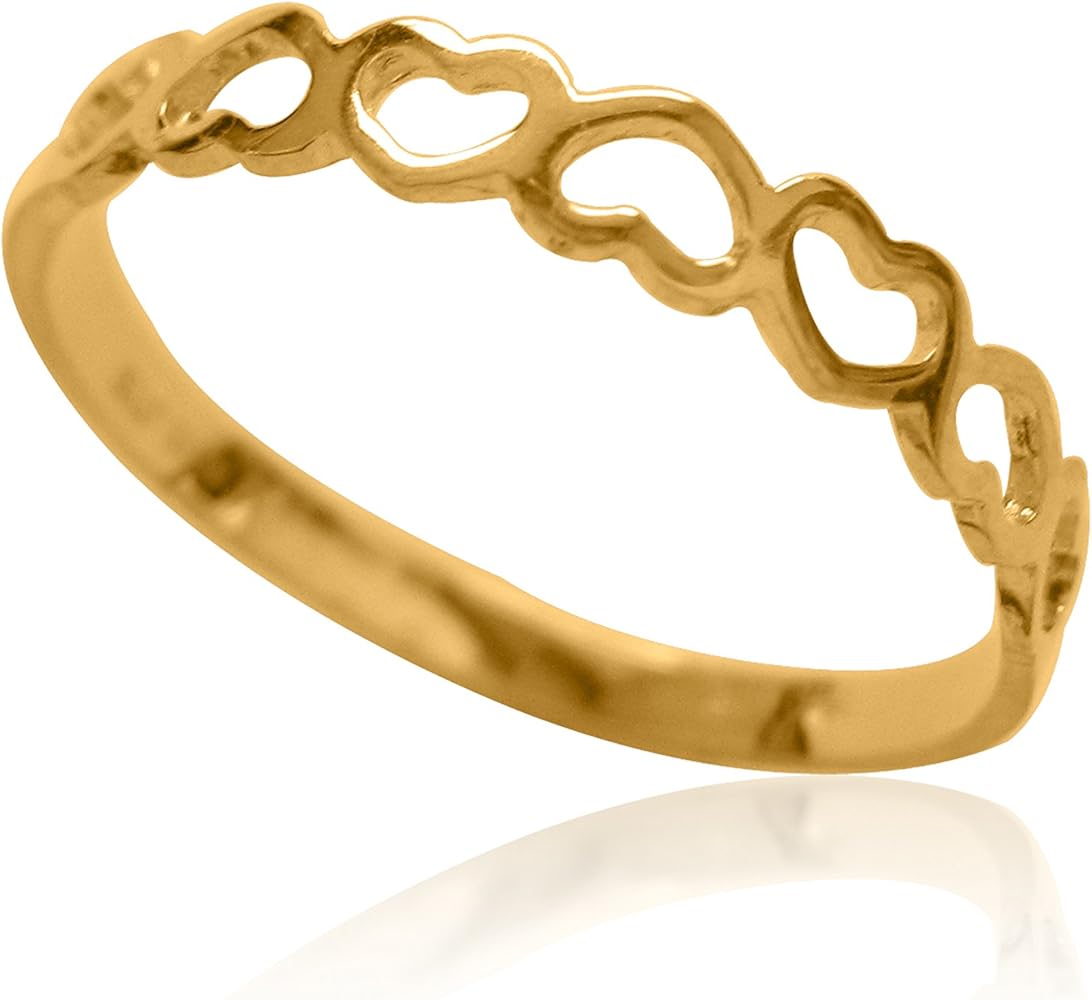 Ritastephens Small 10k Solid Yellow Gold Open Heart Girls Ring Size 3.5