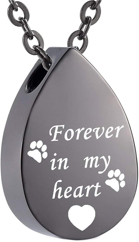 weikui Forever in My Heart Cremation Jewelry Keepsake Memorial Urn Necklace Engraved paw print Pendant