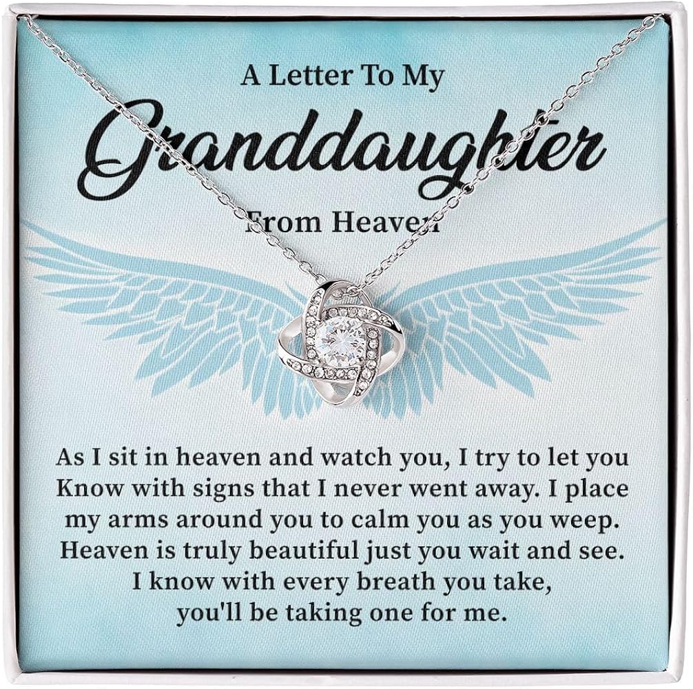 A Letter To My Granddaughter Necklace From Heaven, Loss Of Grandparents Remembrance Necklace Gift, Prayer From Heaven, Necklace For The Loss Of A Grandfather Or Grandmother Jewelry Gift For Her, Love You Grandmom Or Grandpa Reminder Necklace.