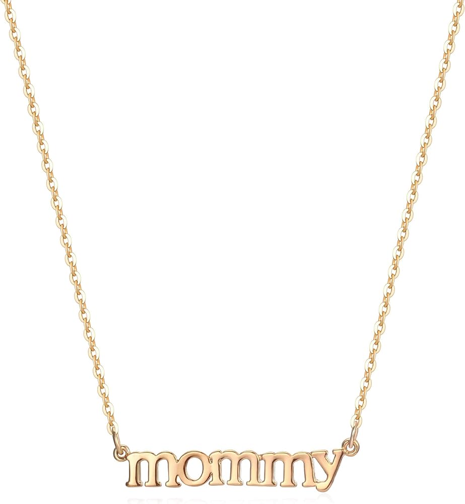 MEVECCO Gold Dainty Mom Necklace,14K Gold Plated Cute Tiny Mom Personalized Name Charm Necklace Delicate Word Cubic Zirconia Mom Chain Jewelry Gift for Mother's Day,Mother's Birthday