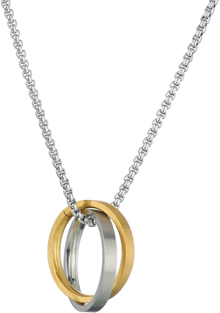 Jude Jewelers Stainless Steel Round Circles Interlocking Statement Pendant Necklace