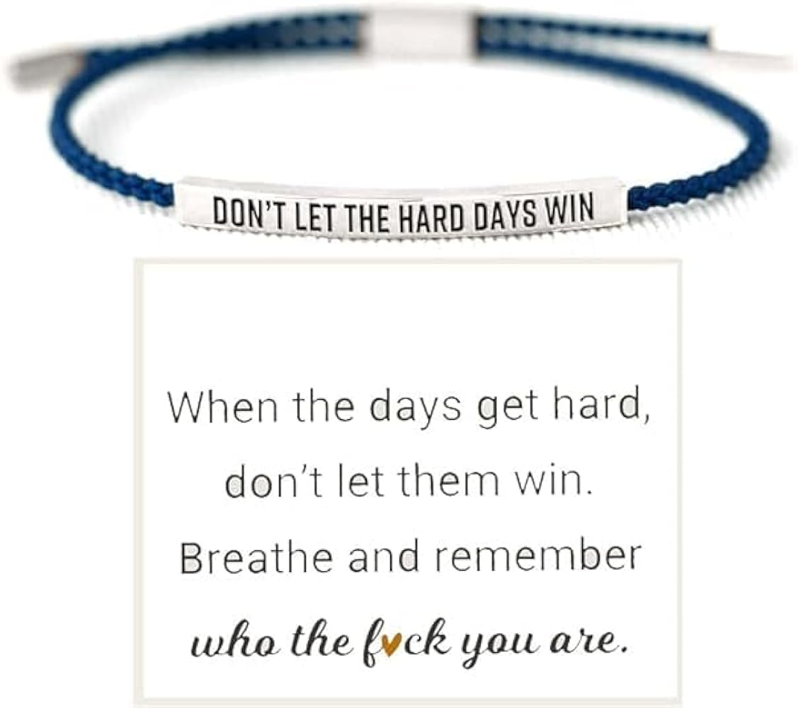 Dont Let The Hard Days Win Inspirational Bracelets for Women Men Stainless Steel Adjustable Handmade Braided String Bracelet Inspirational Jewelry Gifts