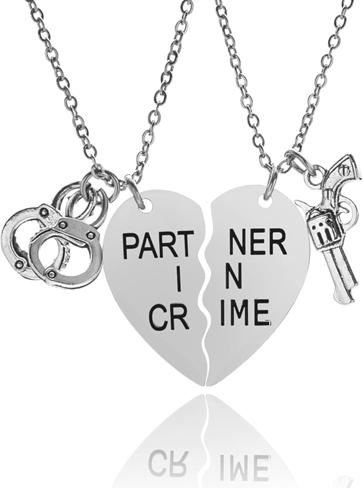 Best Friend Partners in Crime Necklaces for 2-BFF Friendship Necklace Handcuffs Gifts for Partner Women Teen Girls Best Friend