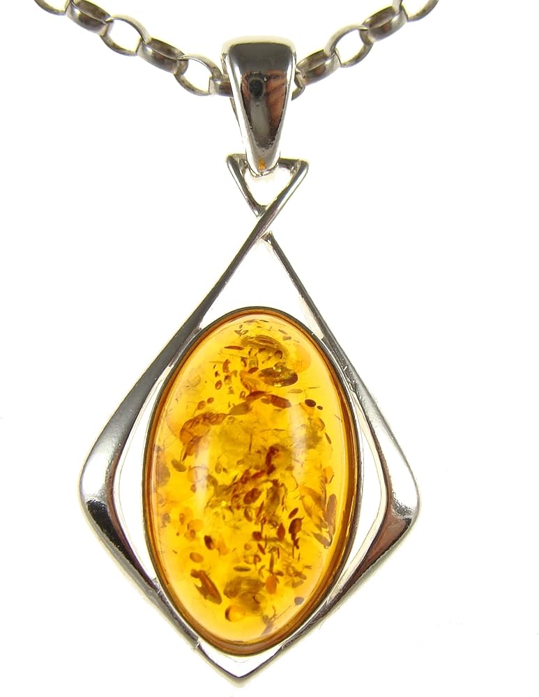 BALTIC AMBER AND STERLING SILVER 925 DESIGNER COGNAC PENDANT JEWELLERY JEWELRY (NO CHAIN)