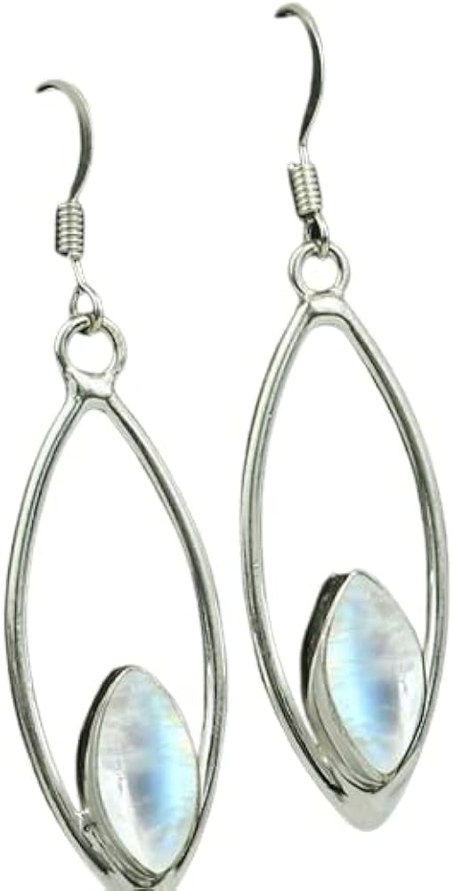 925 Sterling Silver Rainbow Moonstone Dangle Wedding Gift Earring Jewelry