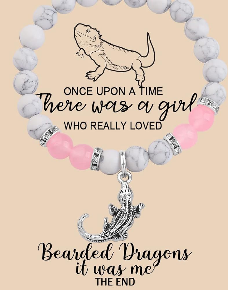 MAOFAED Bearded Dragon Gift Bearded Dragon Bracelet Once Upon A Time There Was A Girl Who Really Loved Bearded Dragons