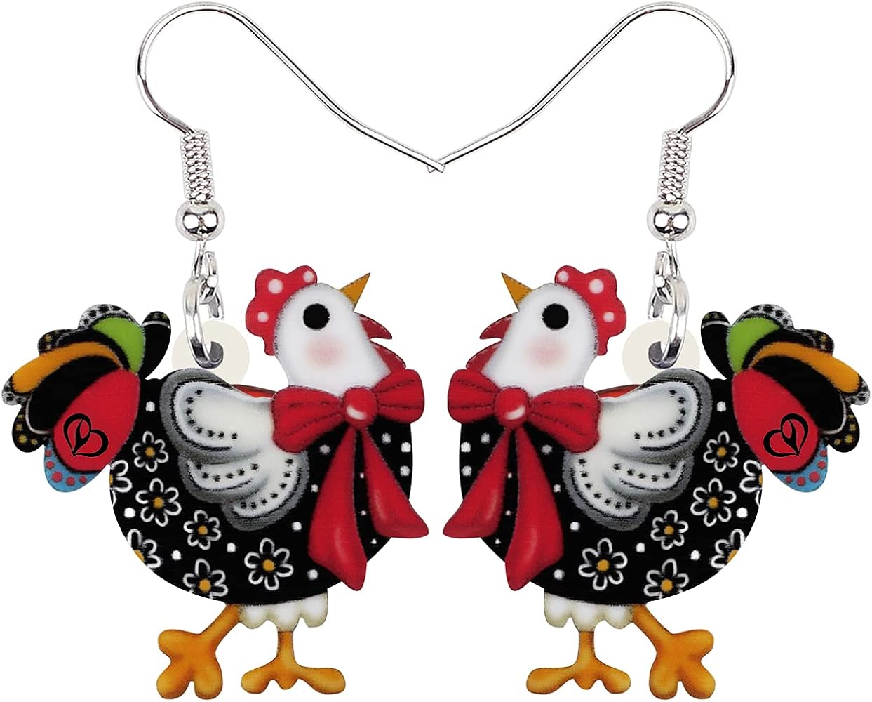 Acrylic Cute Rooster Chicken Earrings Dangle Drop Charm Farm Theme Jewelry for Girls Women Novelty Gift