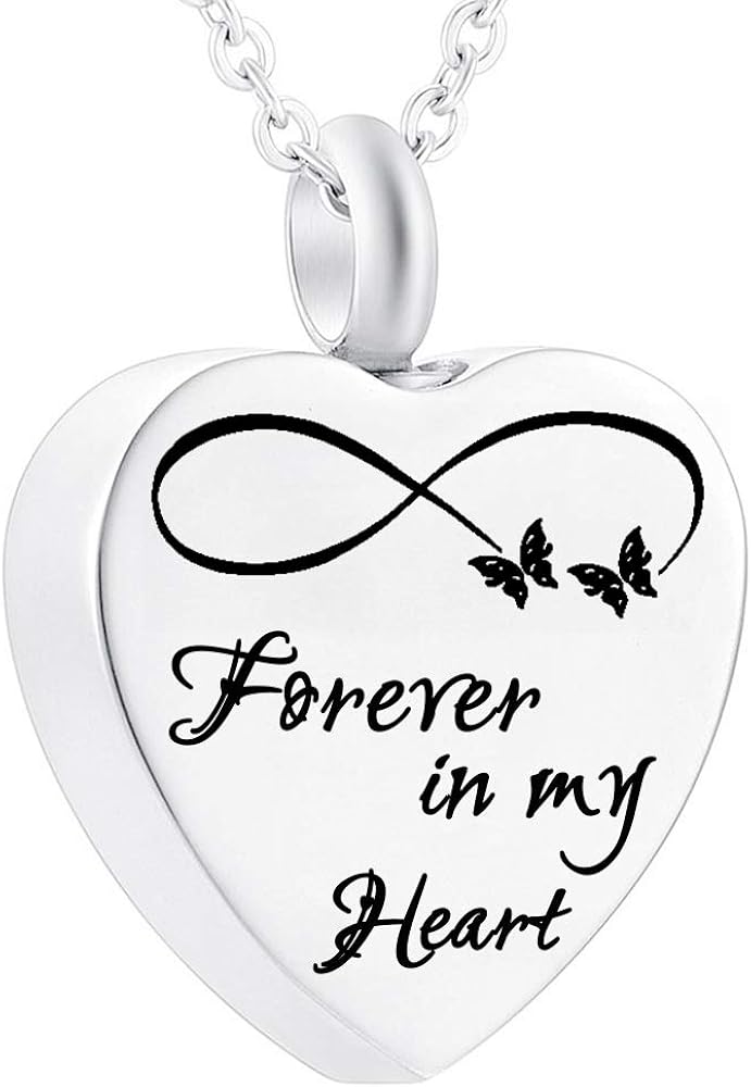 misyou Cremation Jewelry Urn Necklace for Ashes Pet Paw Print Bird Memorial Ashes Holder Necklace with Filler Kit - Forever in My Heart