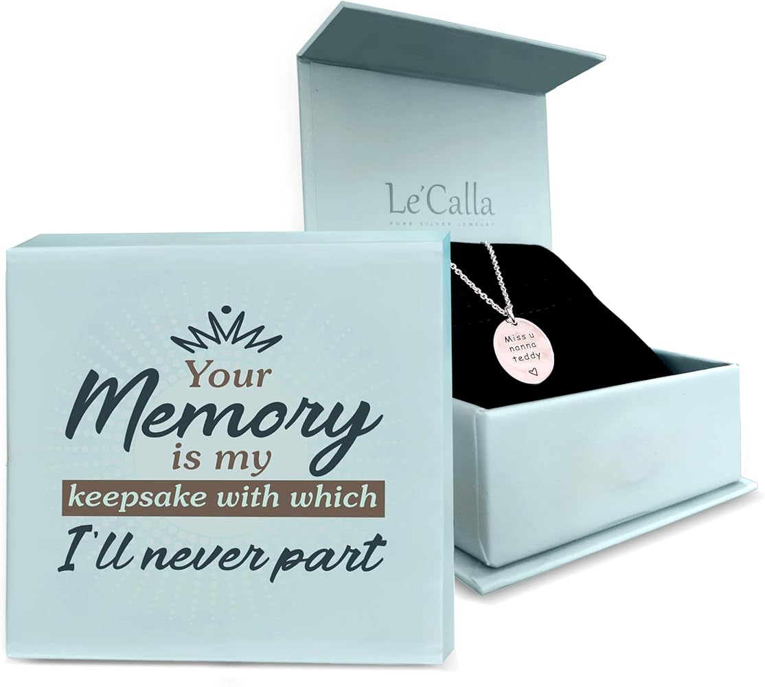 LeCalla Personalized Customized Actual Fingerprint Engraved Memorial Thumb Print Pendant Necklace for Men Women and Teen