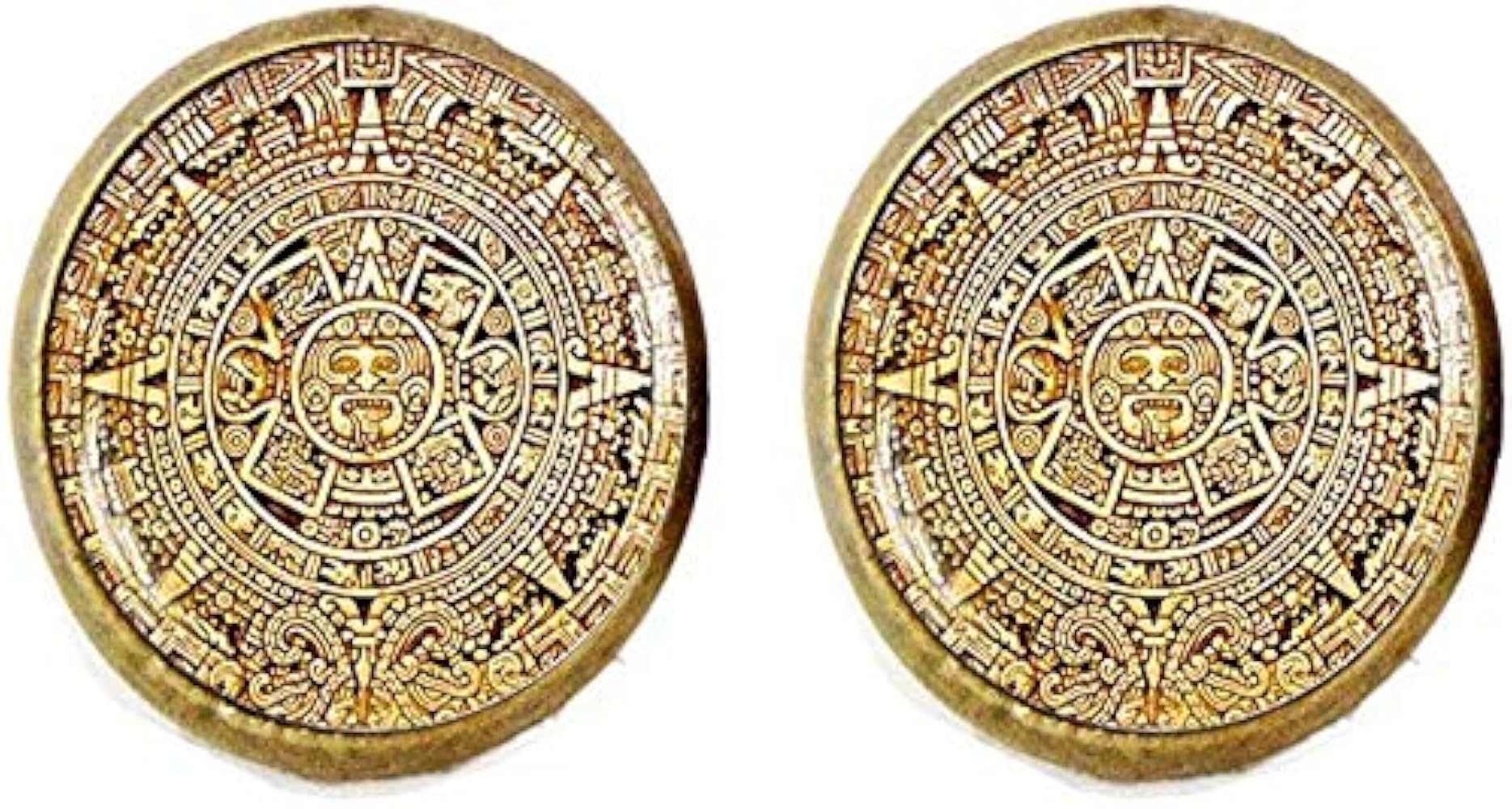 Mayan Calendar Earring, Mayan Calendar Jewelry, Aztec Calendar Jewelry, Mayan Jewelry, Glass Dome Jewelry