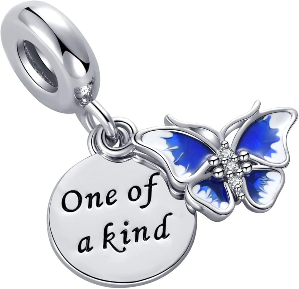 Blue Pink Butterfly Charm fits Pandora Charm Bracelet One of a Kind Best Unique Anniversary Birthday