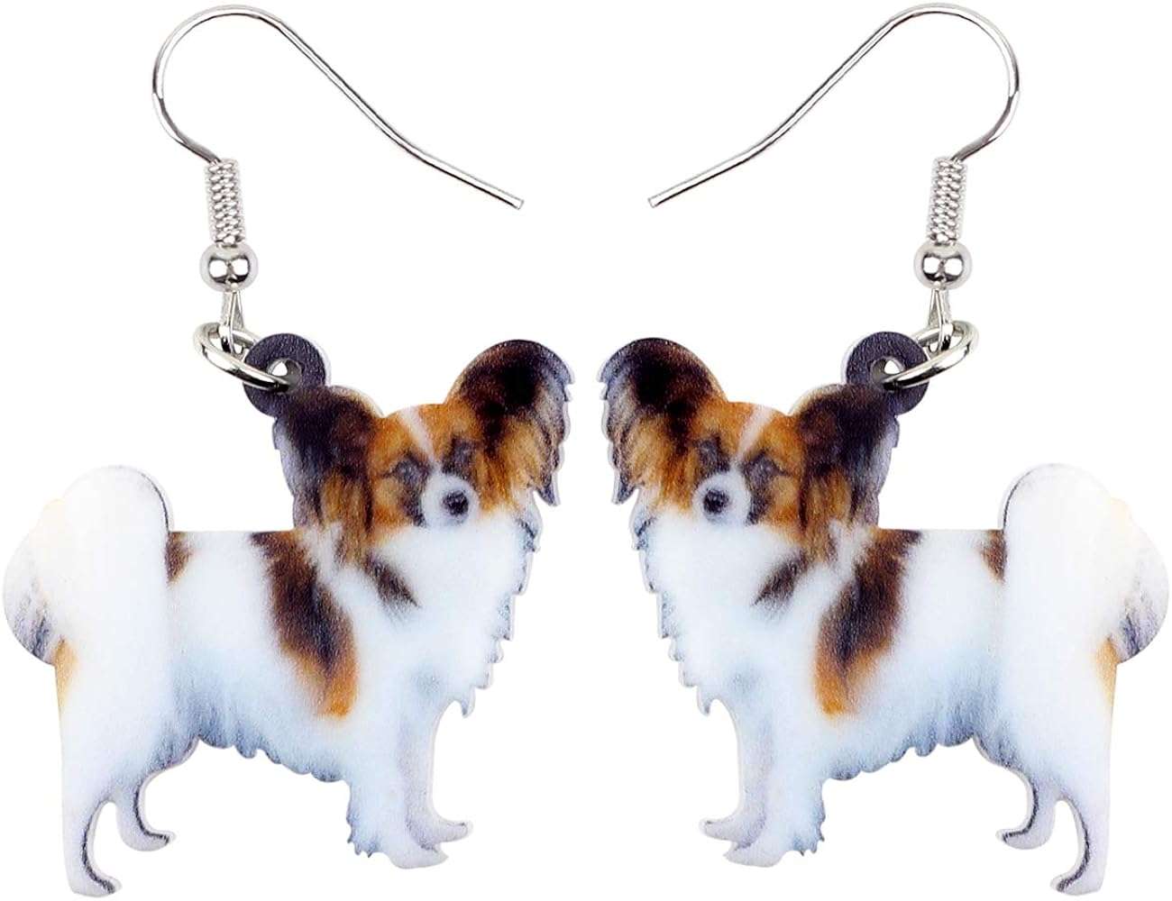 Acrylic Cute Papillon Dog Earrings Brown White Papillon Dog Dangle Jewelry for Women Teen Girls Dog Lovers Charms Gifts