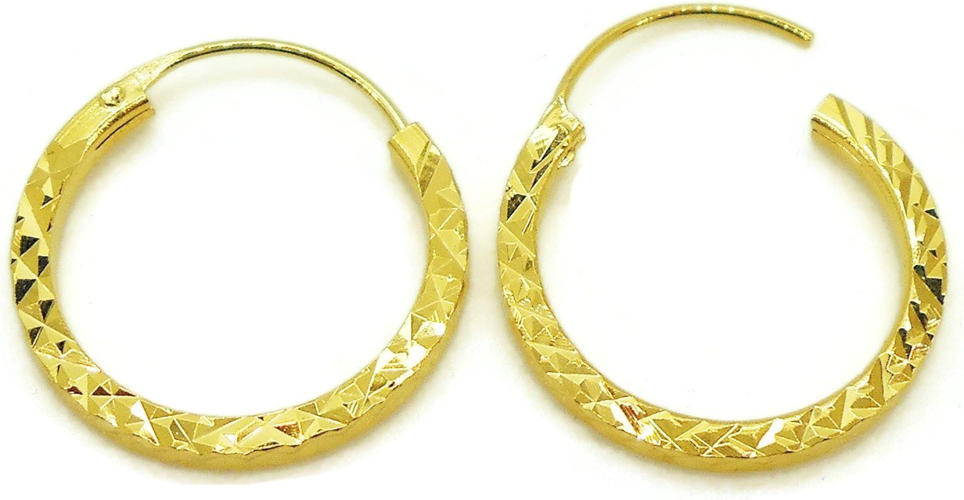 20 mm Hoops 22K 24K THAI BAHT YELLOW GOLD PLATED JEWELRY