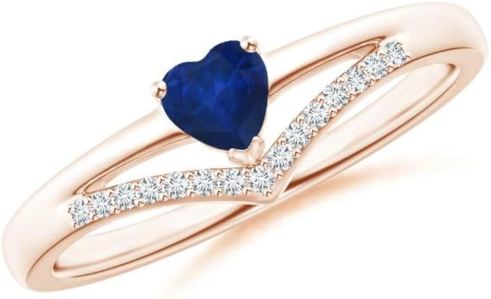 Heart Shape Blue Sapphire CZ Diamond Promise Ring 925 Sterling Silver 18k Rose Gold plated September Birthstone Gemstone Jewelry Wedding Engagement Women Birthday Gift