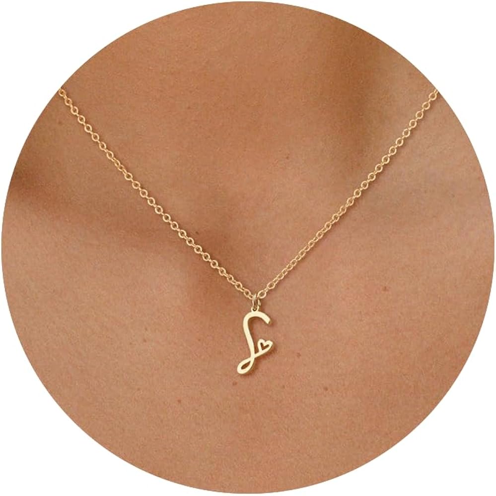 Tewiky Initial Necklace for Women-14k Gold Filled/925 Sterling Silver Dainty Gold Letter Necklace Trendy Cute Custom Personalized Monogram Necklace