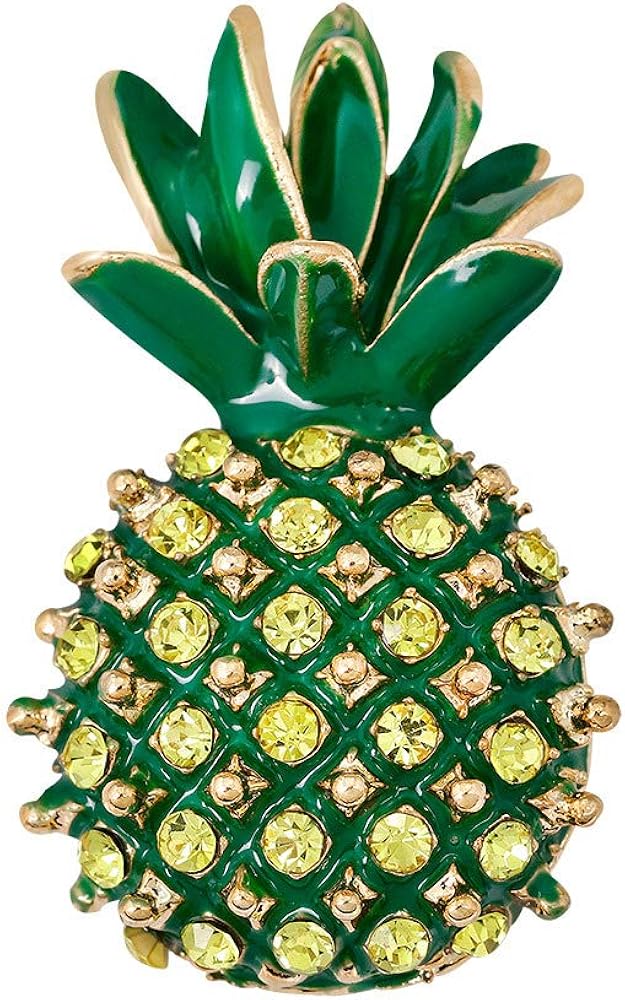 Crystal Pineapple Brooch Pin Rhinestone Fashion Jewelry Enamel Lapel Pin for Women Girls