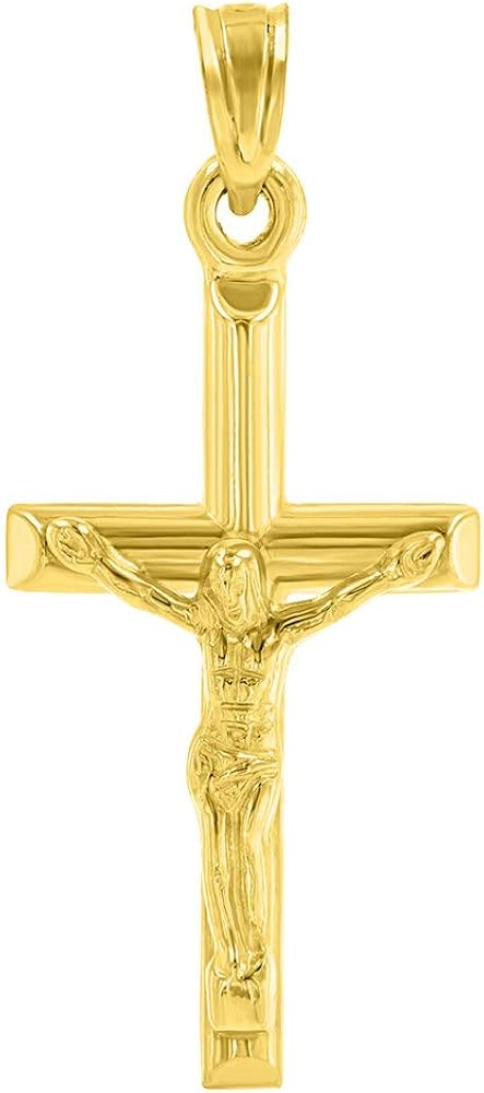 14k Yellow Gold Simple and Classic Small Cross Crucifix Pendant