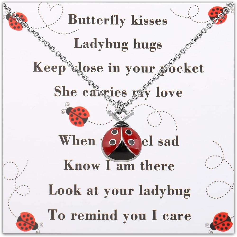 Ladybug Hugs Ladybug Necklace Missing You Gift Thinking of You Gift Sending a Hug Ladybird Jewelry