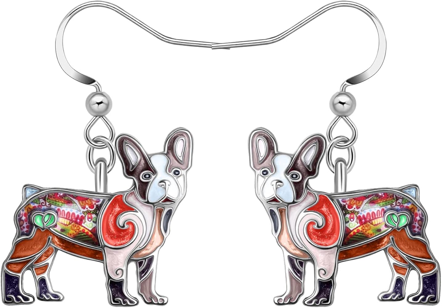 NEWEI Cute French Bulldog Gifts for Women French Bulldog Earrings Dangle Dog Jewelry Teen Girls Dog Mom Charms (Coffee)