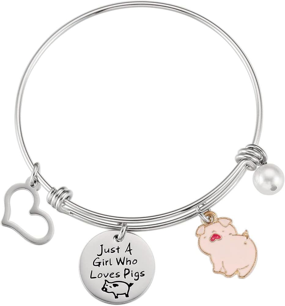 Pig Lover Gifts For Women Bracelet Adults Just A Girl Who Loves Pigs Items Accessories Pig Bracelet