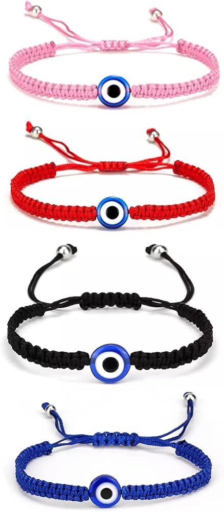 Pingyongchang Braided Evil Eye Bracelet for Teen Girls Women Handmade String Luck Amulet Wish Bracelet Strand Protection Jewelry