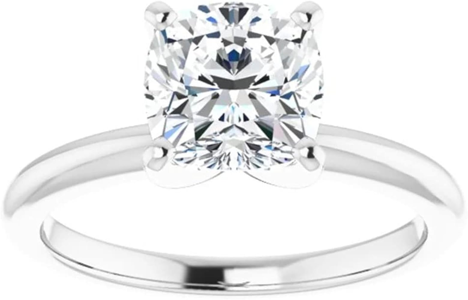 Riya Gems 3.10 CT Cushion Moissanite Engagement Ring Wedding Eternity Band Vintage Solitaire Halo Setting Silver Jewelry Anniversary Promise Vintage Ring Gift for Her