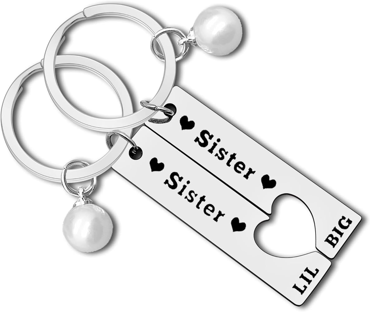 Sister Gift Sister Keychain for 2 Big Sister Little Sister Matching Jewelry Gift Friendship Jewelry for Women Girls Sister Family Best Friends Gift Birthday Christmas Graduation Gifts