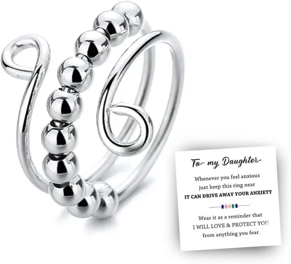 Anxiety Ring For Daughter Stainless Steel Beaded To My Daughter Fidget Ring Silver Golden Fashion Trendy