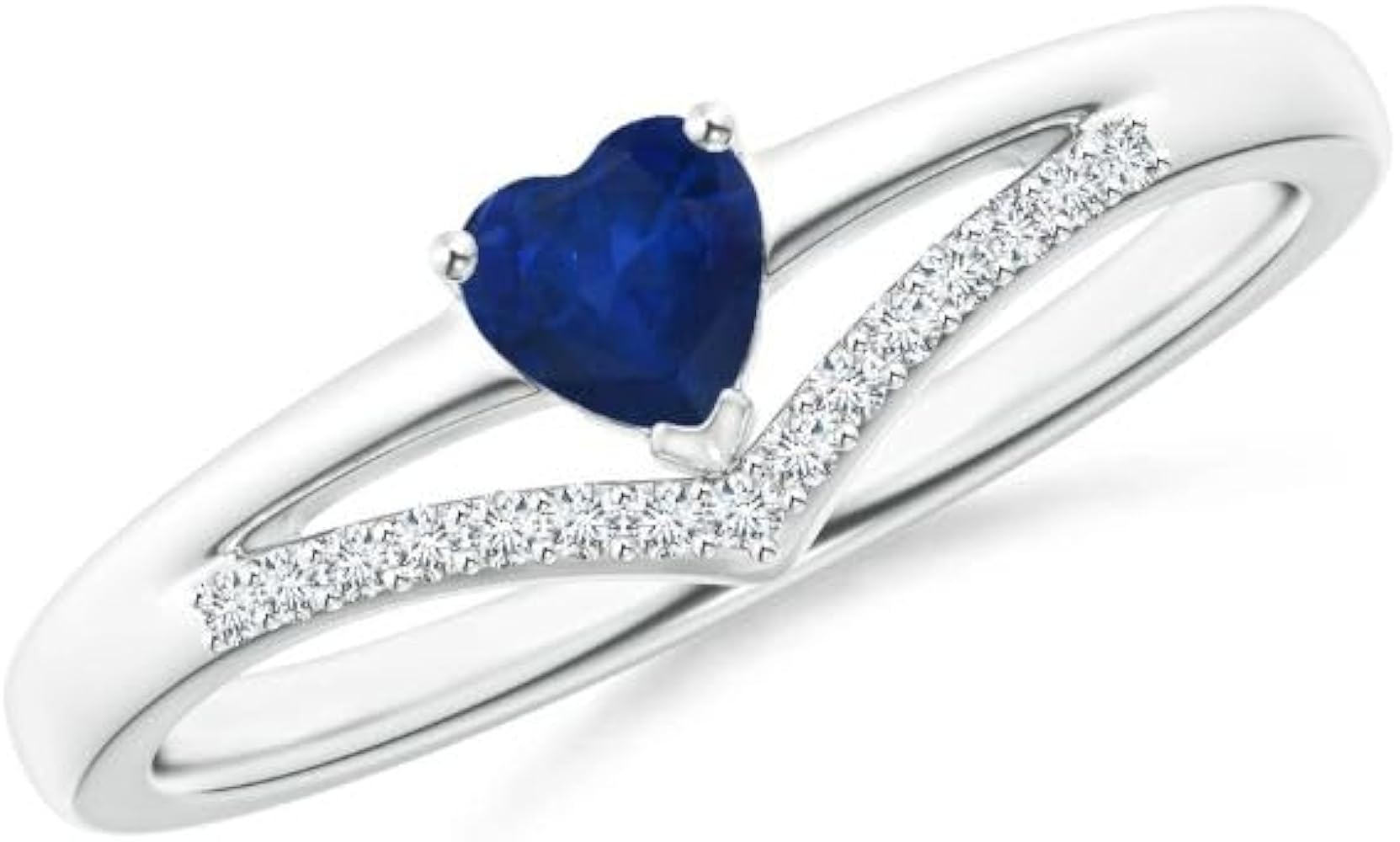 Heart Shape Blue Sapphire CZ Diamond Promise Ring 925 Sterling Silver September Birthstone Gemstone Jewelry Wedding Engagement Women Birthday Gift