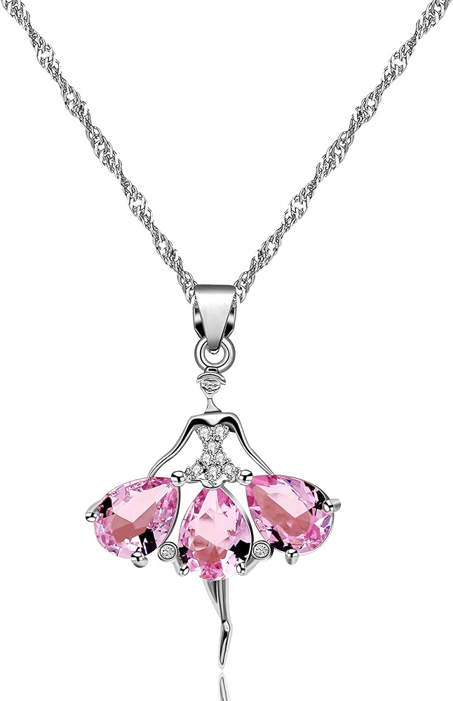 Uloveido Pink Crystal Little Girl Necklace Dancer Ballet Recital Gift Ballerina Dance Pendant Necklace Girls Jewelry Y607