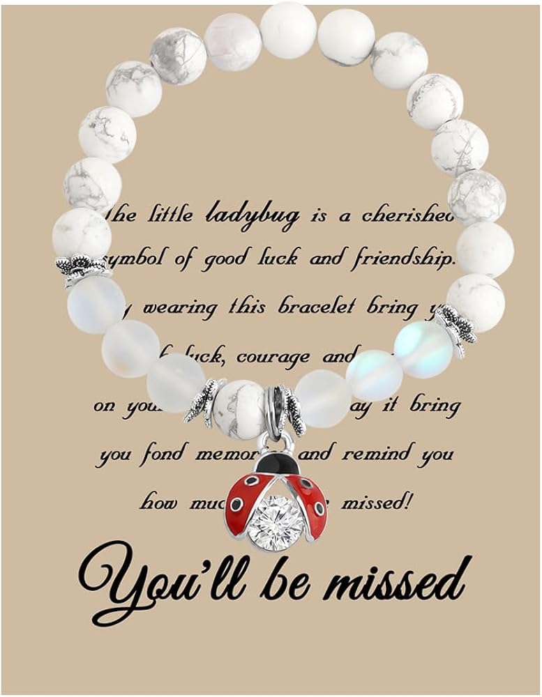 BNQL Ladybug Going Away Gifts Coworker Leaving Gift Ladybug Good Luck Bracelet Farewell Gift Retirement Gift for Friend Boss