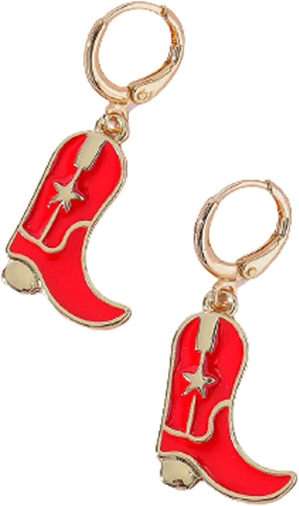 Enamel Western Cowgirl Cowboy Boot Dangle Drop Earrings Cute Texas Boot Charm Equestrian Earrings Gift Fashion Party Aesthetic Y2k Jewelry