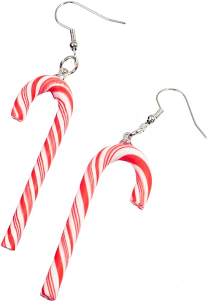 Candy Cane Christmas Earrings Handmade Funny Rainbow Colorful Sweet Swirl Candy Sugar Polymer Clay Dangle Drop Earrings for Women Teen Girls Xmas New Year Party Winter Festival Fashion Jewelry Gifts