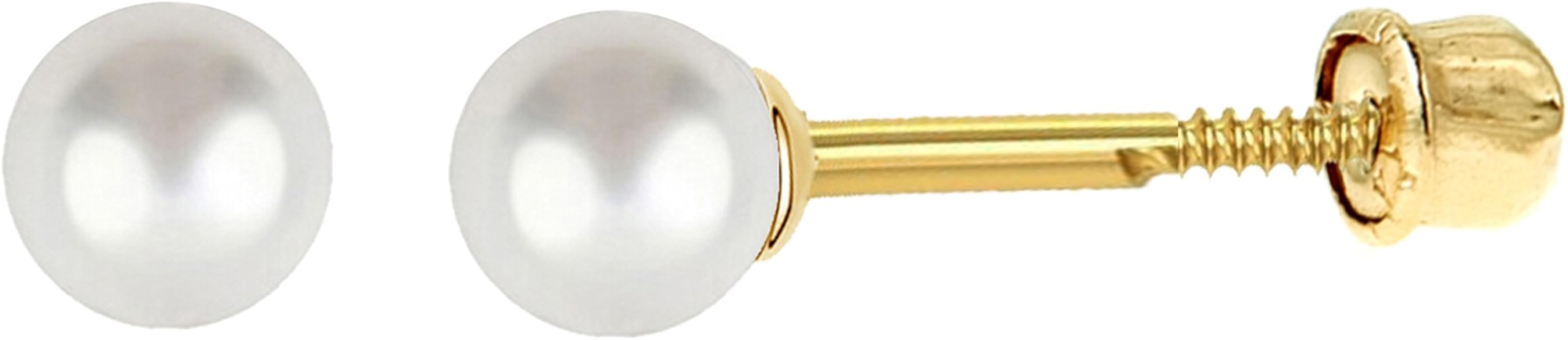 Ritastephens | 14k Gold | Freshwater Cultured Pearl | Stud | Screw Back Earrings 4 Mm