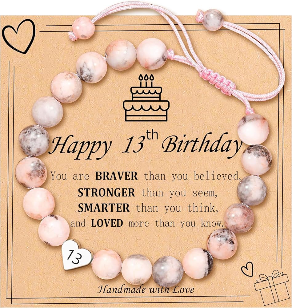 3-21 Year Old Girls Birthday Gifts,Natural Stone Charm Bracelet Sweet Christmas Gift for Teen Girls Daughter Granddaughter Niece