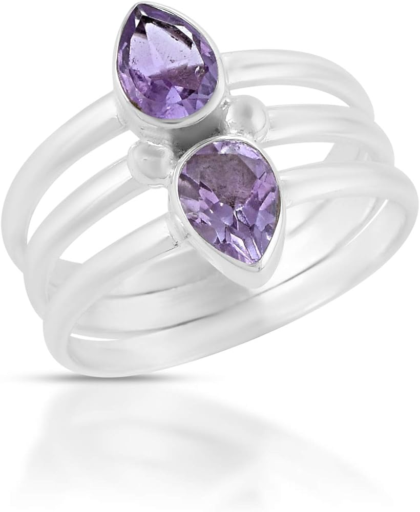 Natural Gemstone 925 Sterling Silver Statement Ring Costume Stylish Unique Fashion Jewelry For Girls & Women