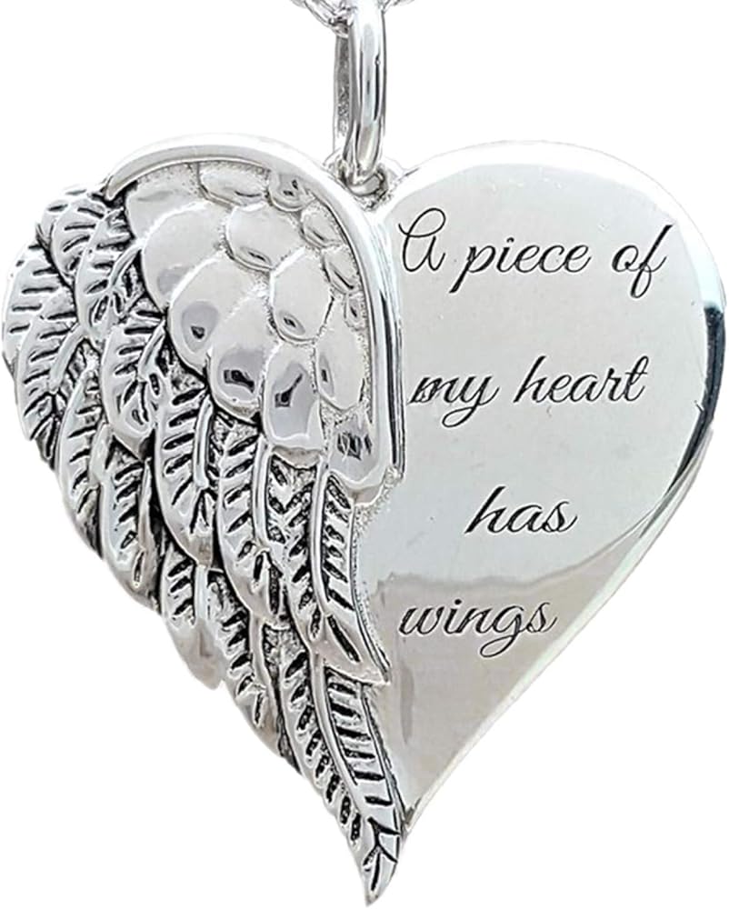 Necklaces for Women Girls - Fashion Women Angel A Piece Of My Heart Has Wings Letter Pendant Necklace Gift, Pendant Chain Valentine's Day Gifts Jewelry for Girls