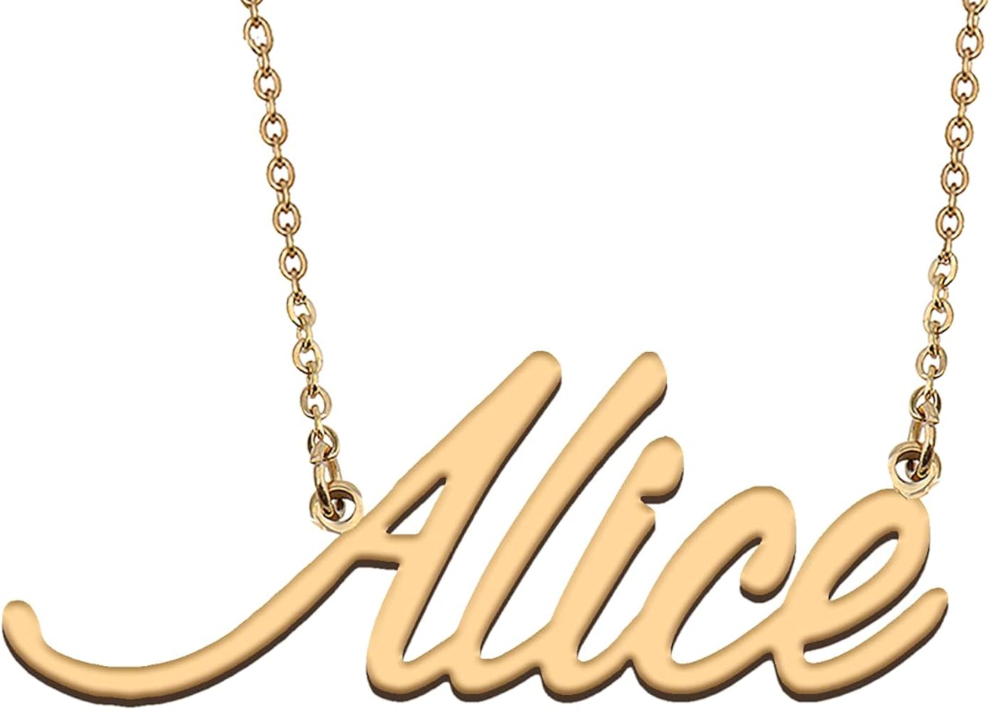 HUAN XUN Dainty Alice Name Necklace Personalized Nameplate Pendant Jewelry for My Girl