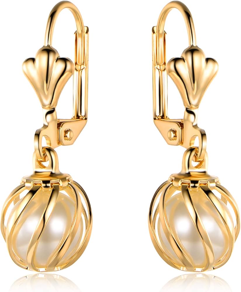 Barzel 18K Gold Plated Pearl Dangling Drop Earrings