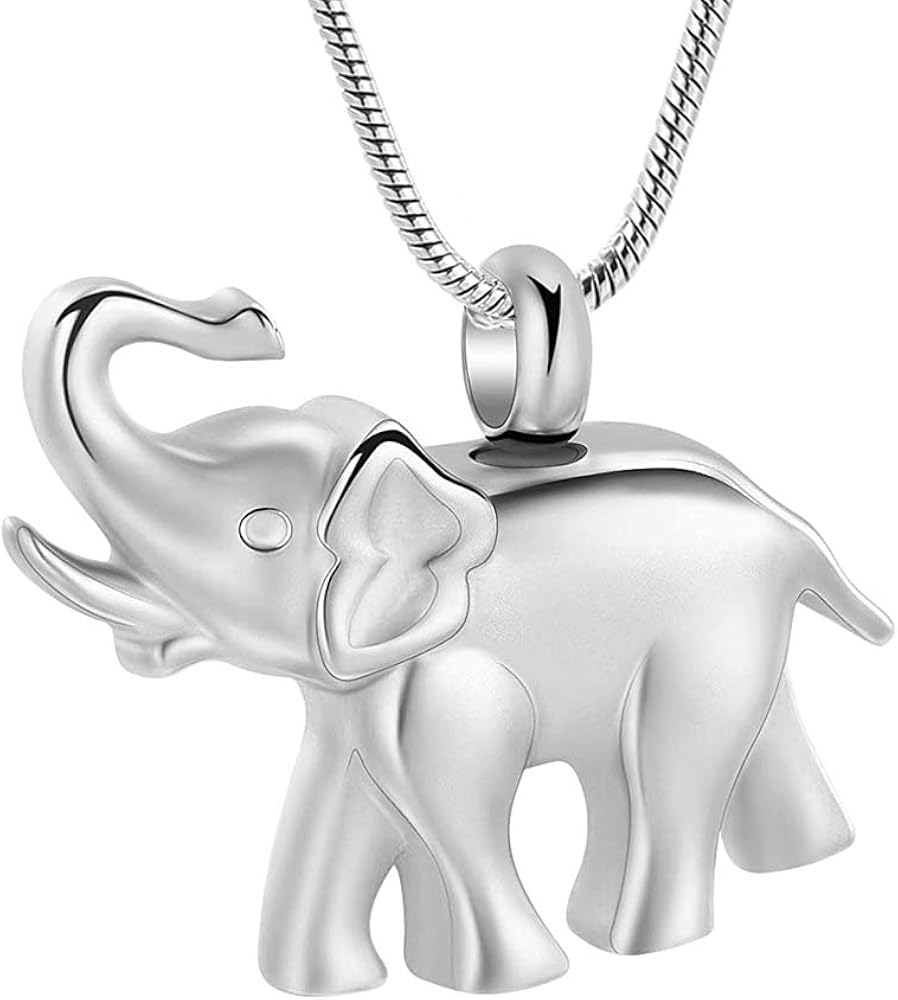 Memorial Cute Elephant Keepsake Urn Pendant Necklace Cremation Ash Urn Necklace Funeral Jewelry