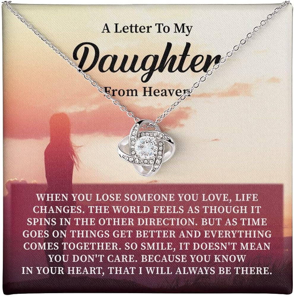 A Letter To My Daughter From Heaven Necklace Gift, Handmade Necklace Daughter Mom And Dad Remembrance Necklace, Loss Of Her Parents Gift, Daughter Funeral Gift, Birthday Graduation Christmas Jewelry For My Daughter With Message Card And Gift Box.