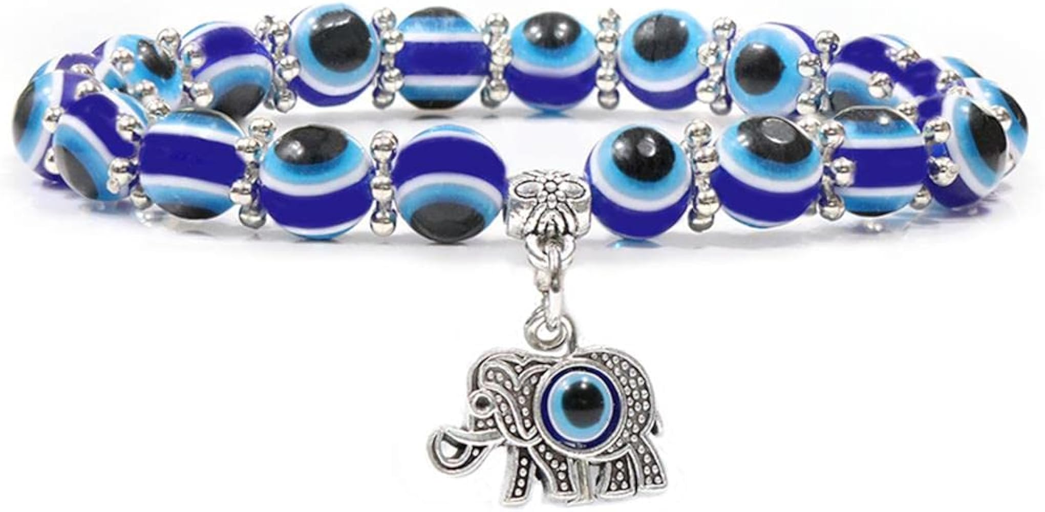 Evil Eye Bead Bracelet Blue Eye Hamsa Beaded Charm Stretch Bracelet Hand of Fatima Turkish Lucky Evil Eye Bracelet Good Luck Protection Bracelet Jewelry